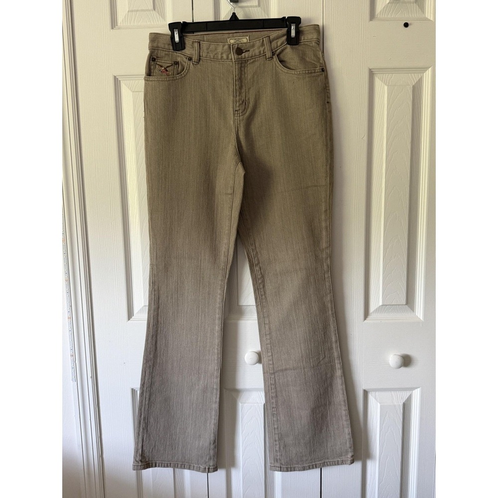 American Living Womens 32x33 Beige Stone Wash Bootcut Eagle Flag Jeans